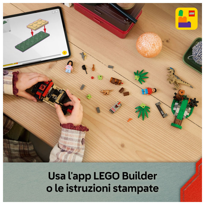 Lego Jurassic World Fuga dal Raptor sul Fuoristrada