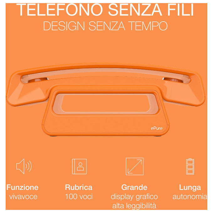 Alcatel ePure Iconic Telefono Cordless Design Vintage Arancione