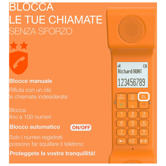 Alcatel ePure Iconic Telefono Cordless Design Vintage Arancione