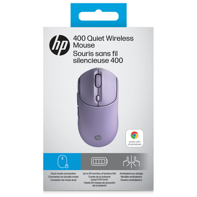 HP AZ7B7AA#ABB Mouse Wireless Silenzioso 400 Ambidestro Bluetooth 5.2 6000 DPI 5 Tasti Autonomia 24 Mesi colore Viola