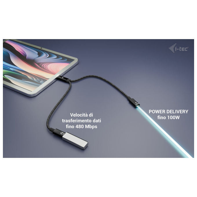I-tec Cavo Splitter Usb-c Audio Dati Ricarica 100w