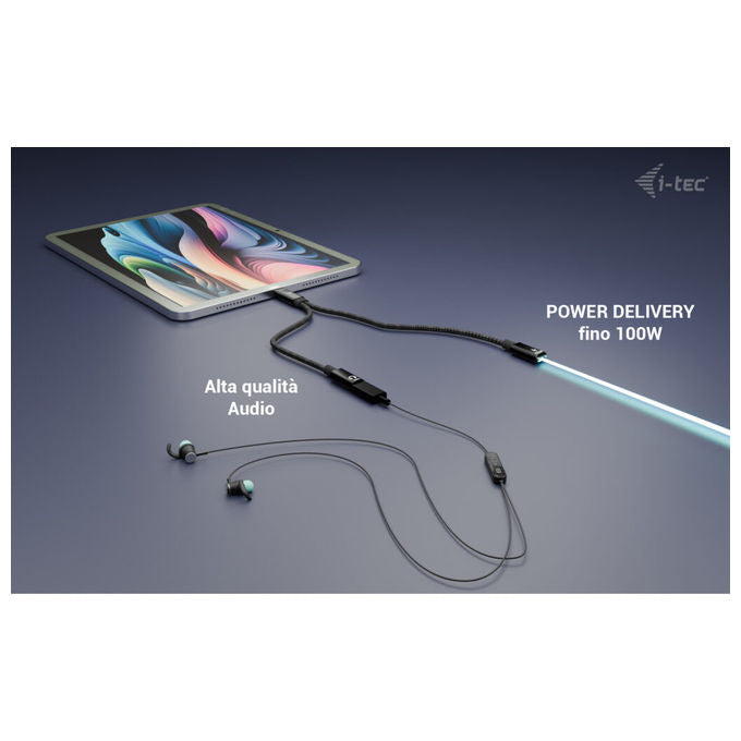 I-tec Cavo Splitter Usb-c Audio Dati Ricarica 100w