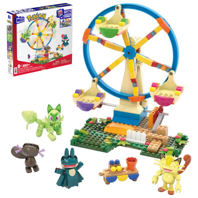Mega Pokémon, Set di Costruzione Ruota Panoramica, 393 Pezzi, Multicolore