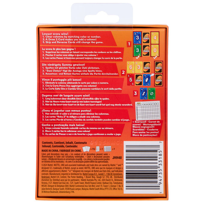 Mattel Giochi Uno Zero Carte da Gioco di Sostituzione