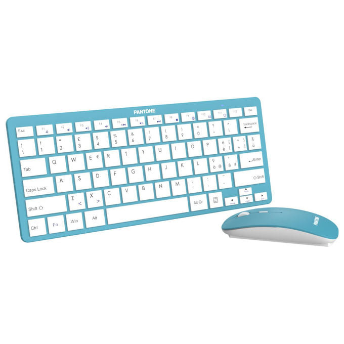 Pantone Kit Tastiera e Mouse Wireless Blu QWERTY