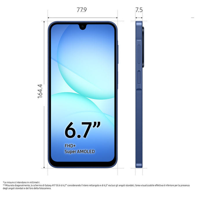 Samsung Galaxy A17 5G Smartphone Android 15 Blu 256GB