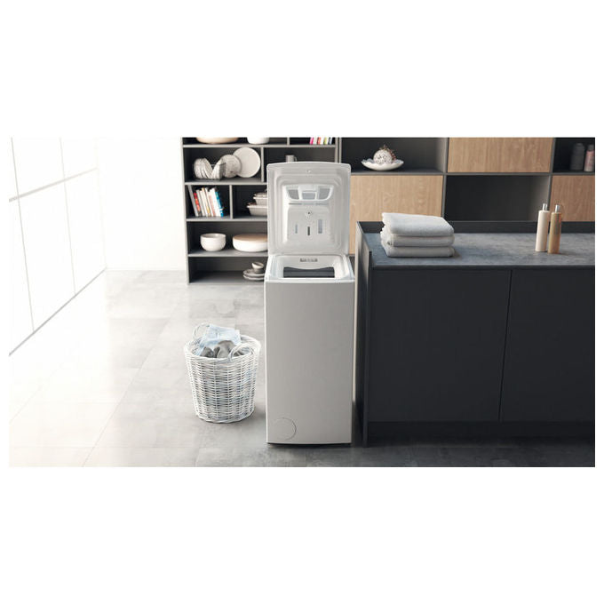 Hotpoint WMTG725BIT Lavatrice Carica dall'Alto 7 Kg 1200 rpm Classe B Inverter 14 Programmi (90x40x60 cm) colore Bianco