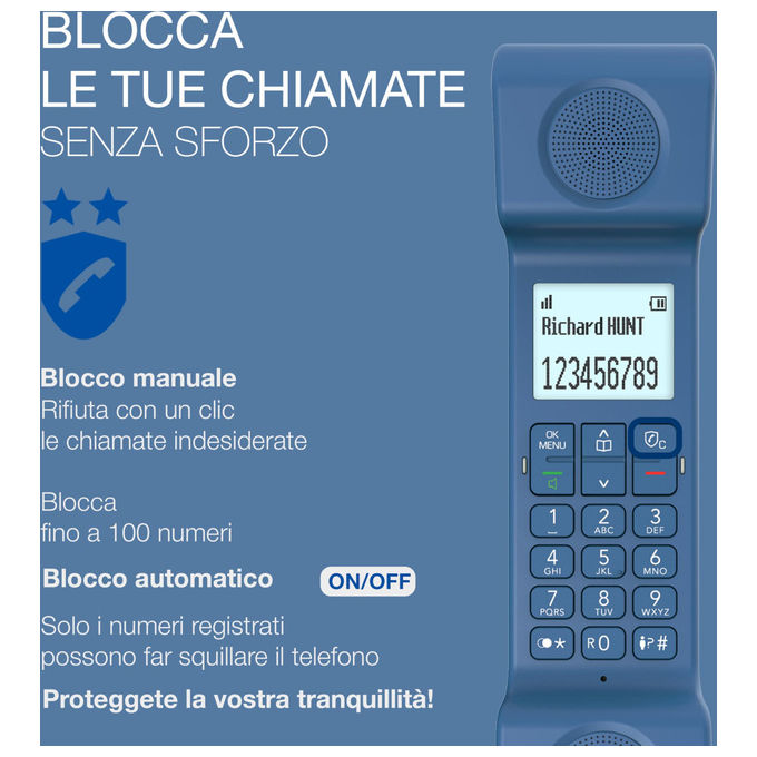 Alcatel ePure Iconic Telefono Fisso Cordless Blu con Vivavoce
