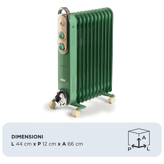 Ariete 8252 Radiatore a Olio Vintage 11 Elementi Riscaldanti 2500W Verde