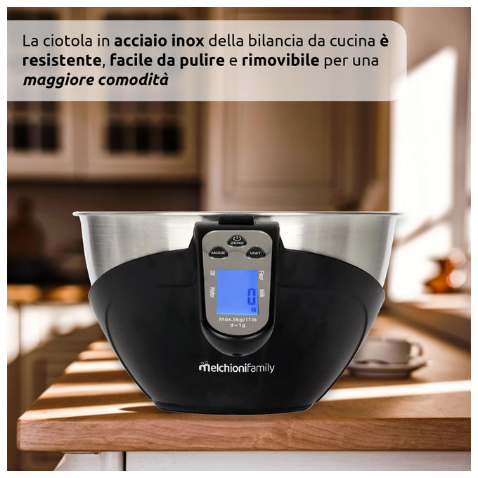 Melchioni Equilibra, Bilancia Cucina Digitale Alta Precisione