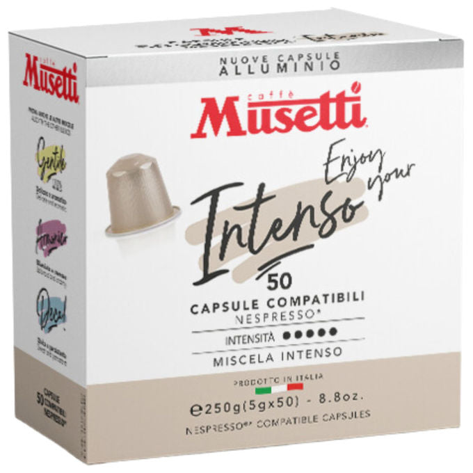 Caffe' Musetti Intenso: 50 Capsule Alluminio Compatibili Nespresso