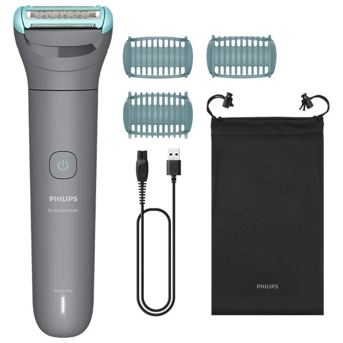 [ComeNuovo] Philips BG3485-15 Serie 3000 Rasoio elettrico corpo Wet Dry sistema tripla protezione autonomia 80 min colore Grigio