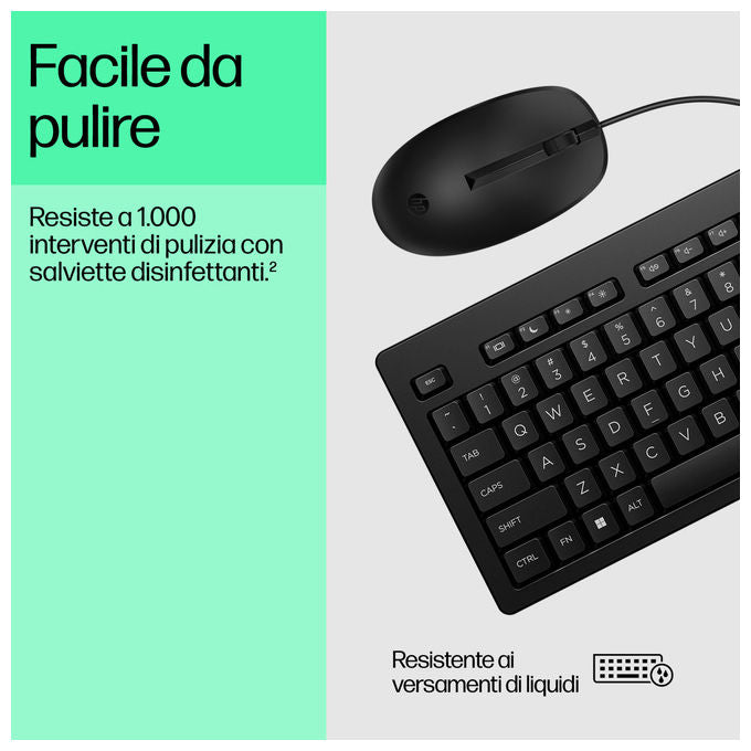 Hp Kit Mouse e Tastiera 225 Wired Usb Layout Italiano Nero