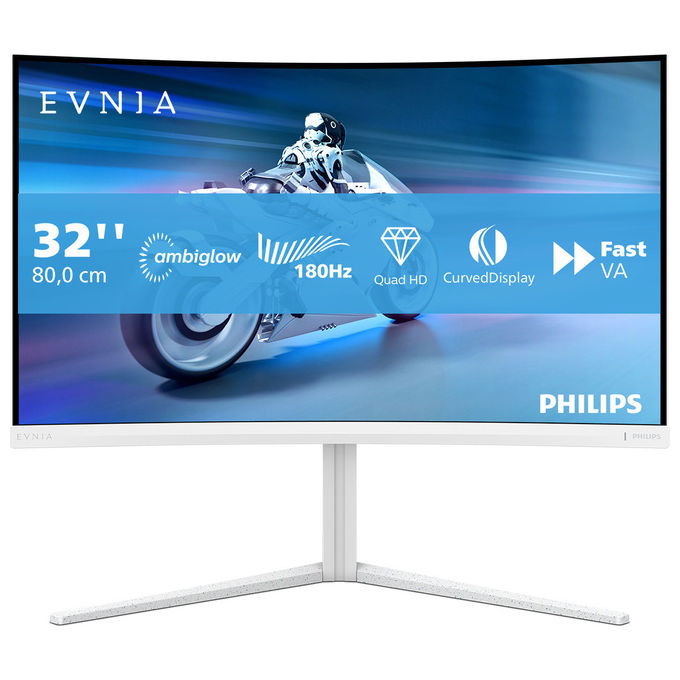 Philips Evnia 5000 32M2C5501-00 Monitor Gaming Curvo 31.5'' Quad HD 180Hz 1 ms Bianco