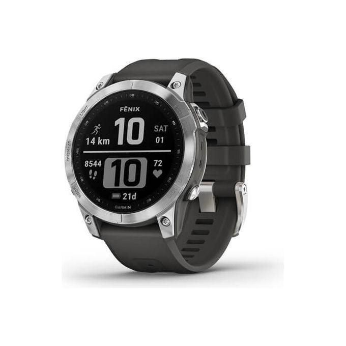 Garmin Fenix 7, Smartwatch GPS, Argento e Grafite, Display 1.3'', 47mm