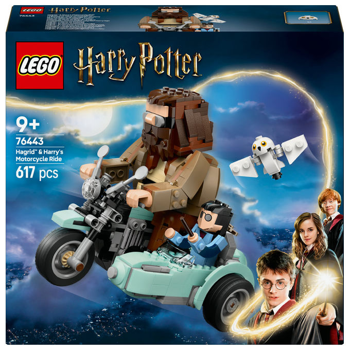 LEGO, Giro sul Sidecar di Hagrid e Harry, Moto Giocattolo con Sidecar e Edvige, 617 Pezzi, 76443