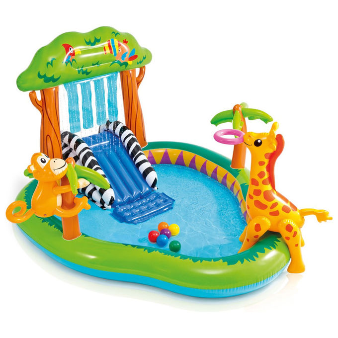 Intex, Piscina Gonfiabile Giungla 57155, Con Scivolo e Giochi d'acqua