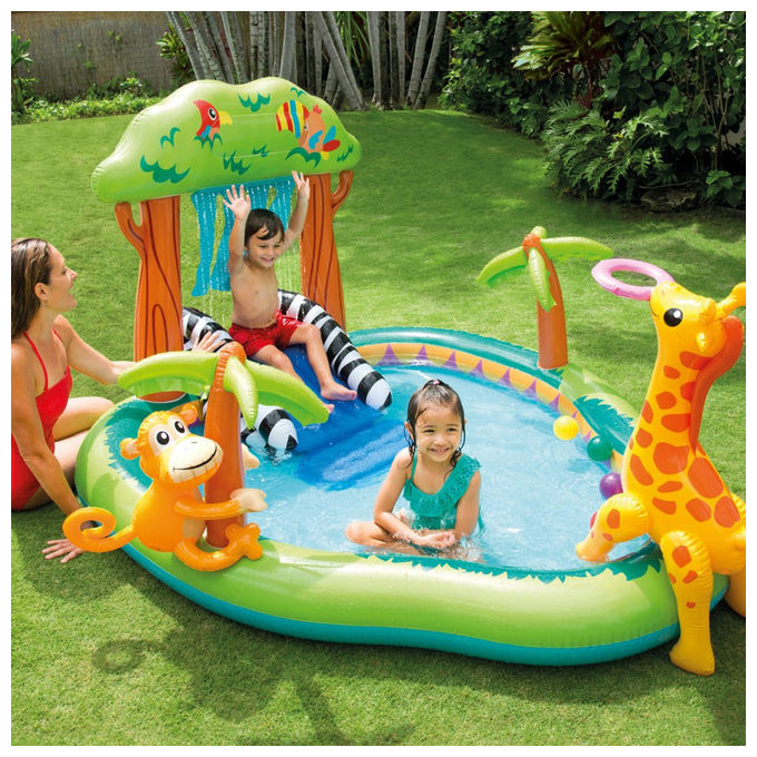 Intex, Piscina Gonfiabile Giungla 57155, Con Scivolo e Giochi d'acqua