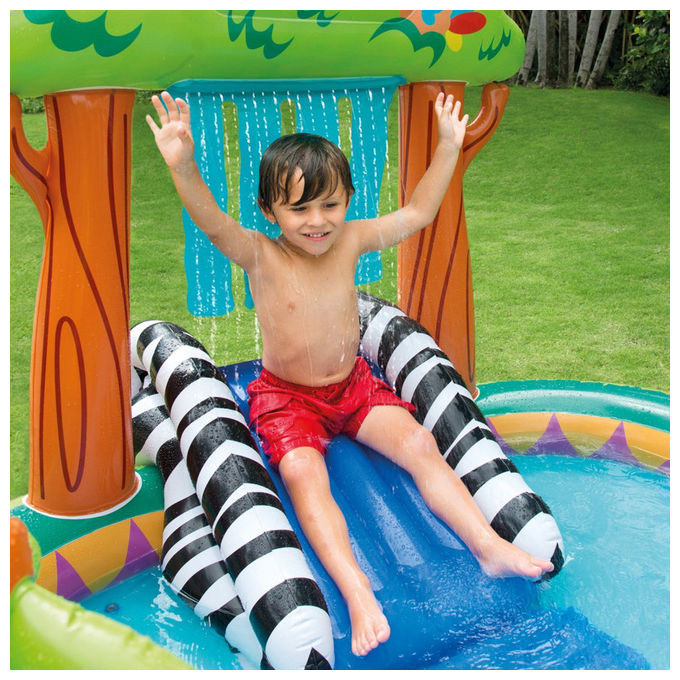 Intex, Piscina Gonfiabile Giungla 57155, Con Scivolo e Giochi d'acqua