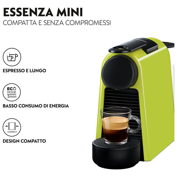 De'Longhi Essenza Mini EN85L, Macchina da Espresso, 0.6 L, Nero e Lime