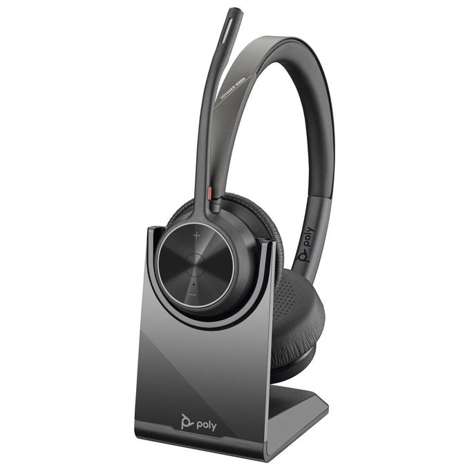 Poly Cuffie Voyager 4320 USB-C Bluetooth Con Dongle BT700 e Supporto di Ricarica