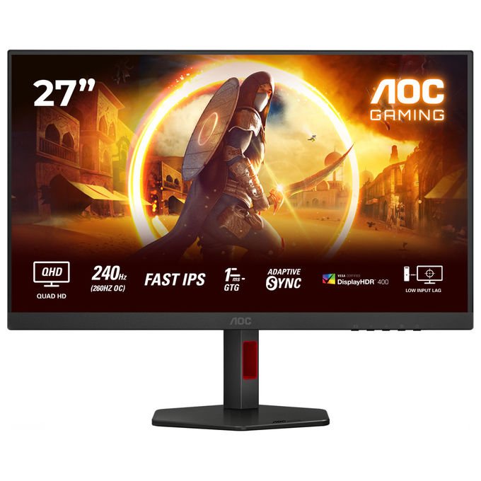 AOC Monitor PC 27'' QHD LED IPS Fast 240Hz Nero Rosso