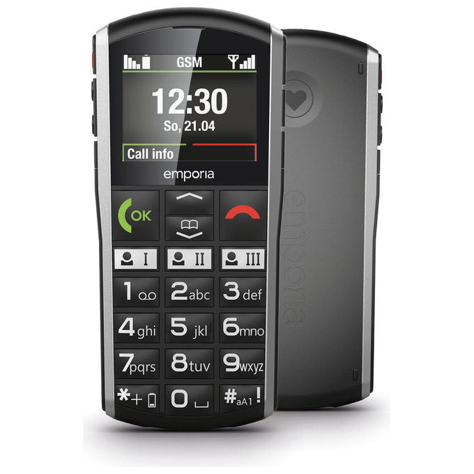 Emporia Simplicity Telefono Cellulare 2G Nero Argento Tasti Grandi Radio FM