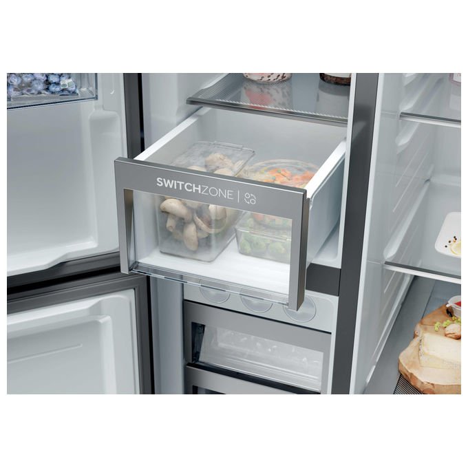 Haier HSPR79F18EWMB Frigorifero Side by Side 573 L 177 cm Classe E No Frost Dispenser Acqua e Ghiaccio 37 dB colore Nero