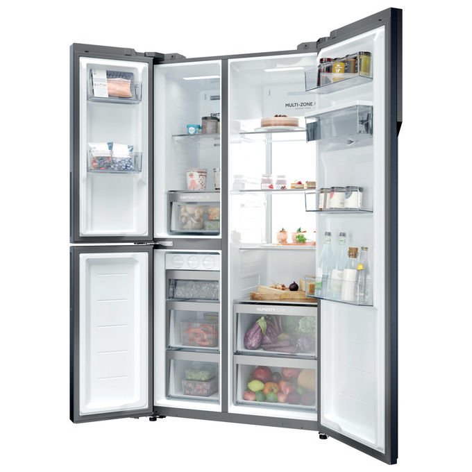 Haier HSPR79F18EWMB Frigorifero Side by Side 573 L 177 cm Classe E No Frost Dispenser Acqua e Ghiaccio 37 dB colore Nero