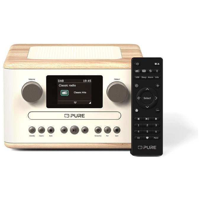 Pure Radio Digitale DAB+ FM con CD e Bluetooth Bianco Cotone-Rovere