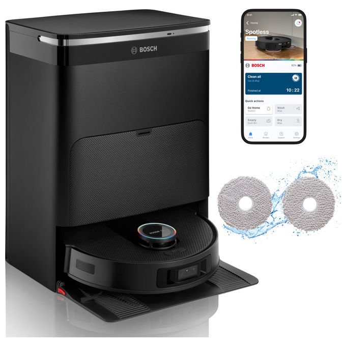 Bosch Robot Aspirapolvere e Lavapavimenti Spotless Max Cam Nero