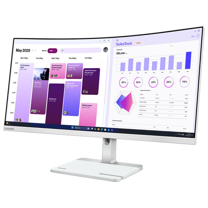 Lenovo 68F0GAC3IT Monitor 34'' Curvo WQHD 3440x1440 120Hz 1 ms 21:9 350 cd-m² 3000:1 colore Nero