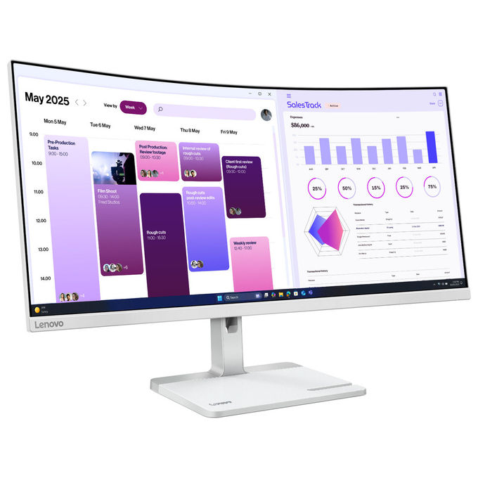 Lenovo 68F0GAC3IT Monitor 34'' Curvo WQHD 3440x1440 120Hz 1 ms 21:9 350 cd-m² 3000:1 colore Nero