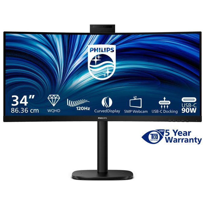 Philips Monitor PC 34B2U3600CH 34 Pollici Wide Quad HD Curvo Nero