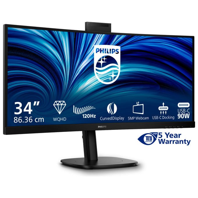 Philips Monitor PC 34B2U3600CH 34 Pollici Wide Quad HD Curvo Nero