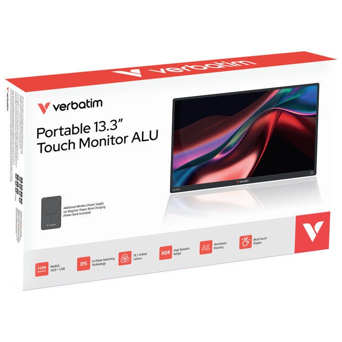 Verbatim Monitor Portatile 13.3 Pollici Touchscreen Nero Risoluzione 1920x1200