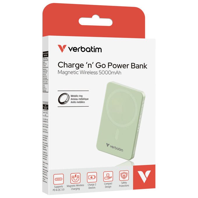 Verbatim Power Bank 5000mAh Ricarica Wireless Verde
