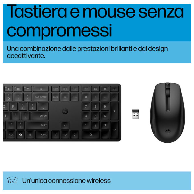 Hp Kit Tastiera e Mouse Wireless 655 Nero