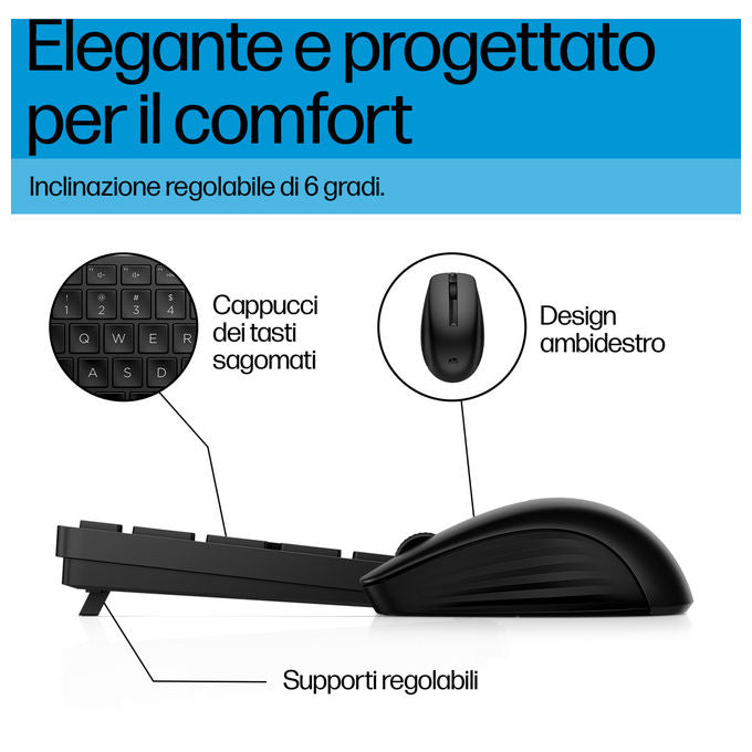Hp Kit Tastiera e Mouse Wireless 655 Nero