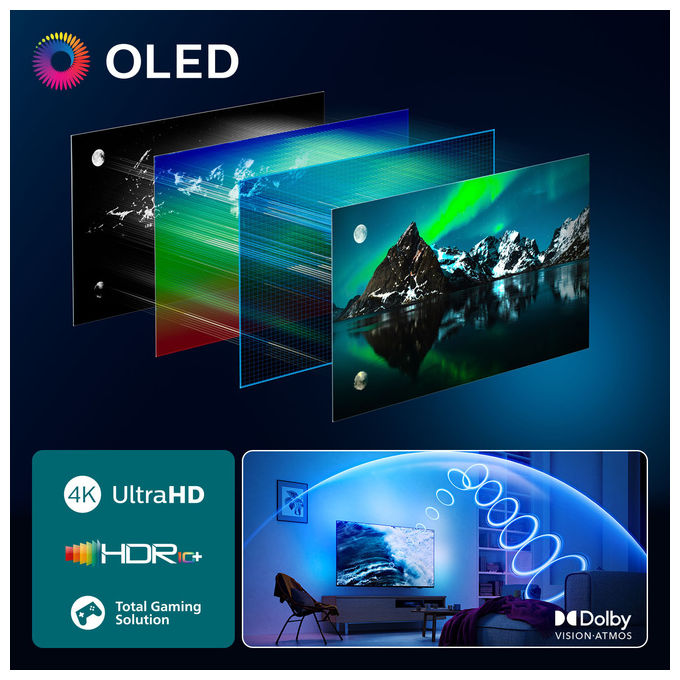 Philips TV OLED 65OLED770 4K UHD 65 Pollici Ambilight Smart TV