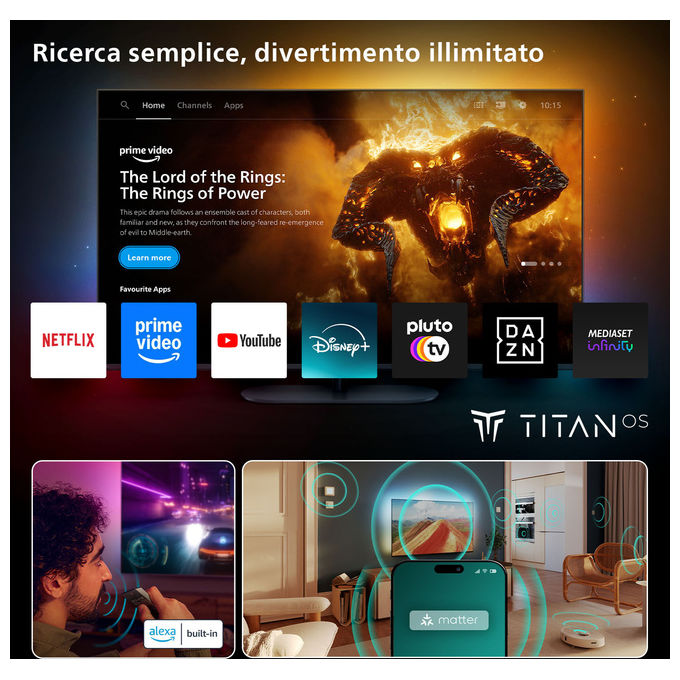 Philips TV OLED 65OLED770 4K UHD 65 Pollici Ambilight Smart TV