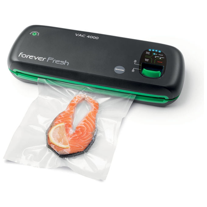 Macom Macchina Sottovuoto Cordless VAC4000 Barra Sigillante 28 cm Nero e Verde
