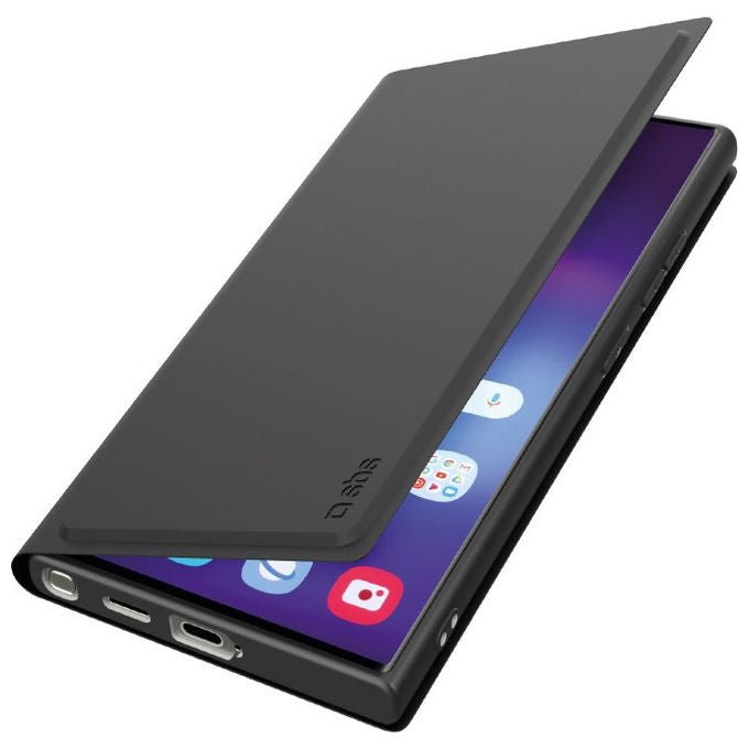 Sbs Custodia a Libro Nera per Samsung Galaxy S25 Ultra con Tasca Portatessere