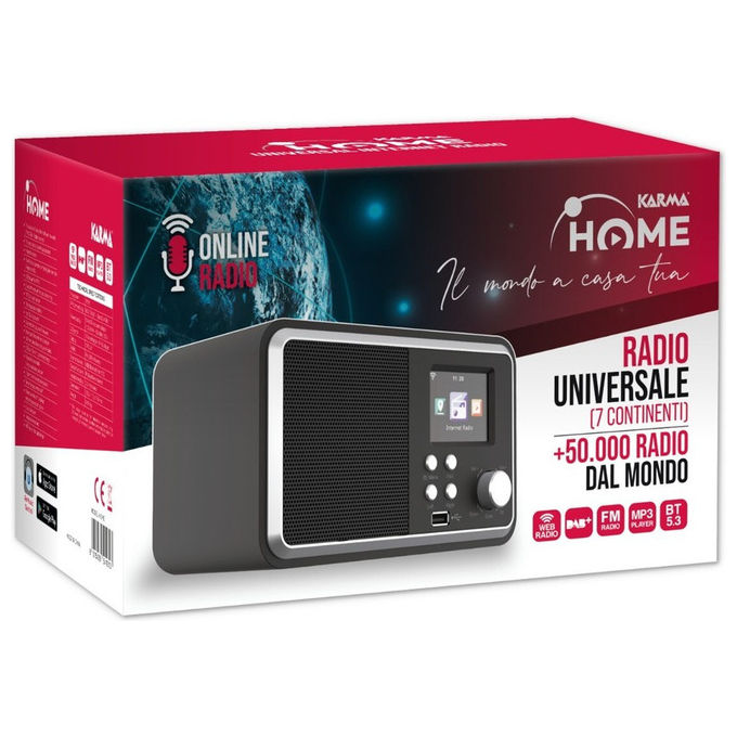 Karma Radio Internet DAB+ FM con Bluetooth e USB Display a Colori Digitale