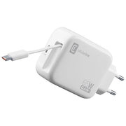Cellularline Caricabatterie da Rete 65W con Cavo Retrattile USB-C GaN