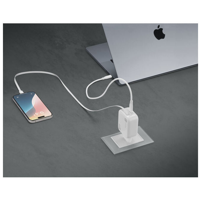 Cellularline Caricabatterie da Rete 65W con Cavo Retrattile USB-C GaN