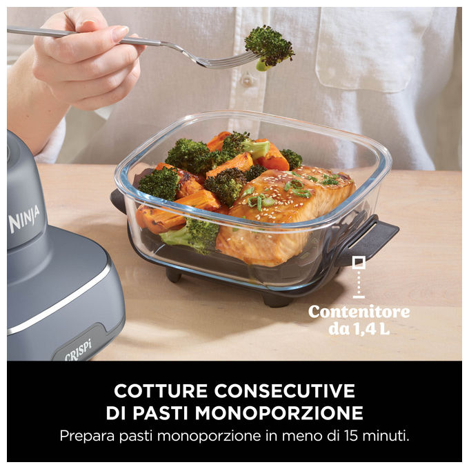 Ninja Crispi FN101EUGY Friggitrice ad Aria Calda  3,8 Litri 1700 W Blu Grigio Trasparente