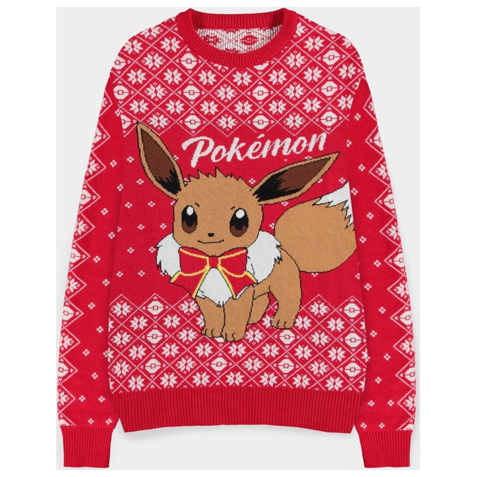 Pokémon Maglione Unisex Rosso Natale Eevee Taglia XS