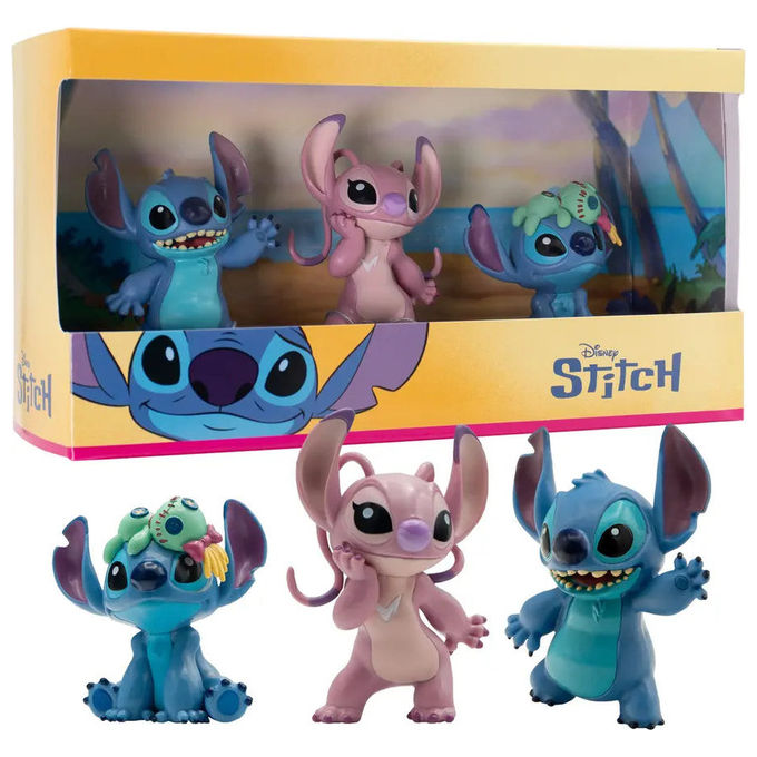 Bullyland Set Mini Figure Disney Stitch e Angel 3 pezzi Dipinte a mano