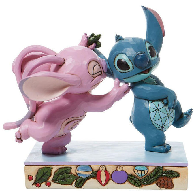 Disney Traditions Statuetta Angel e Stitch Sotto il Vischio Resina 15 cm
